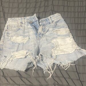 American Eagle Outfitters Light Blue Distressed Jean Shorts